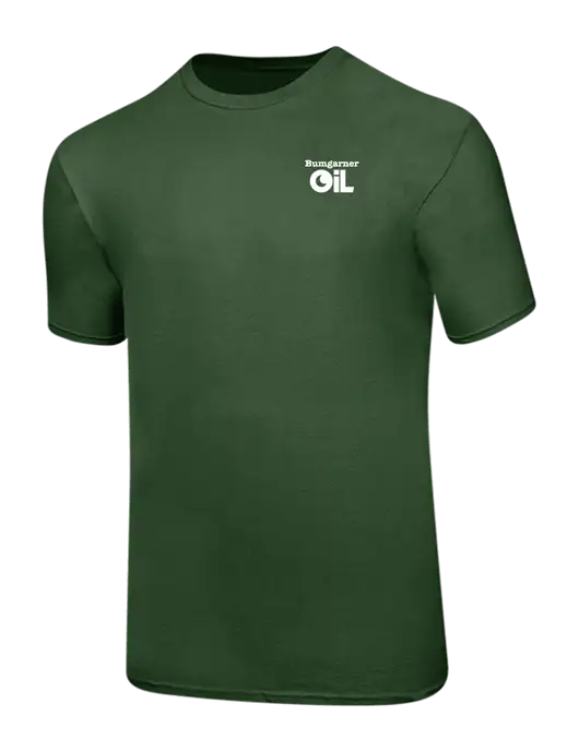 Ring Spun Dark Olive 4.5 oz T-Shirt w/Bumgarner Oil Logo
