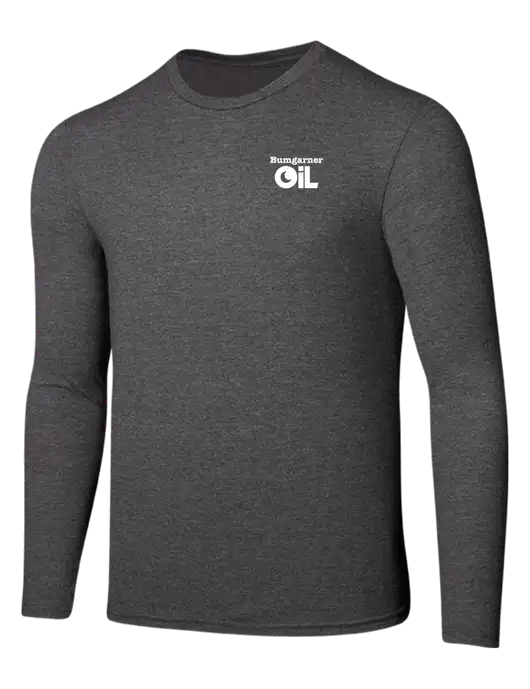 Seriously Soft Heathered Charcoal Long Sleeve T-Shirt w/Bumgarner Oil Logo