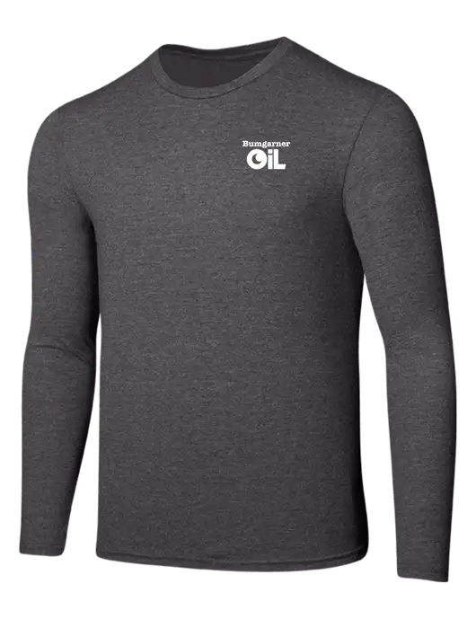 Seriously Soft Heathered Charcoal Long Sleeve T-Shirt w/Bumgarner Oil Logo