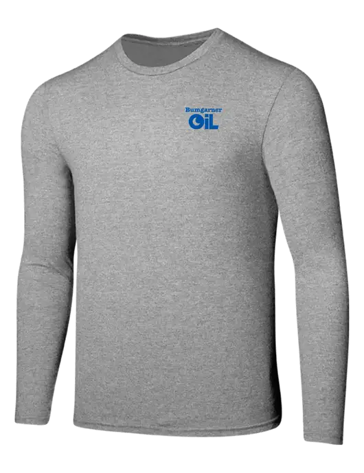 Seriously Soft Light Heathered Grey Long Sleeve T-Shirt w/Bumgarner Oil Logo