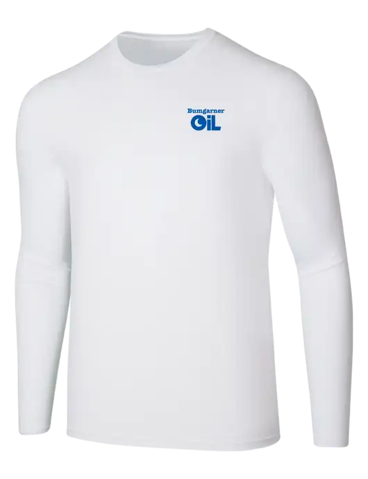 Seriously Soft White Long Sleeve T-Shirt w/Bumgarner Oil Logo