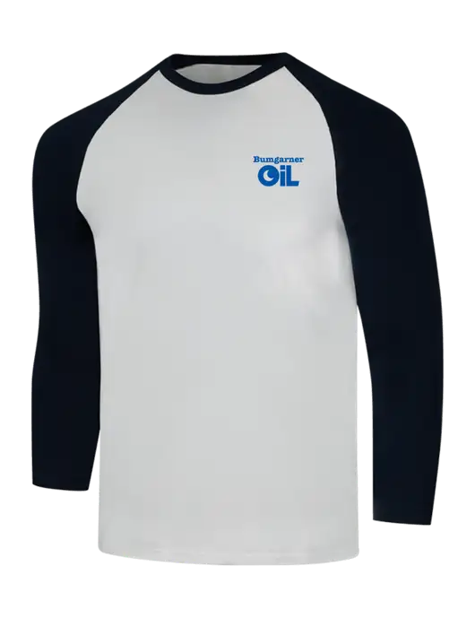 Simply Soft 3/4 Sleeve Black/White Ring Spun Cotton T-Shirt w/Bumgarner Oil Logo