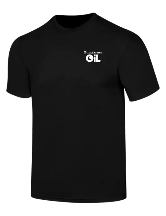 Simply Soft Black 4.5oz  Poly/Combed Ring Spun Cotton T-Shirt w/Bumgarner Oil Logo