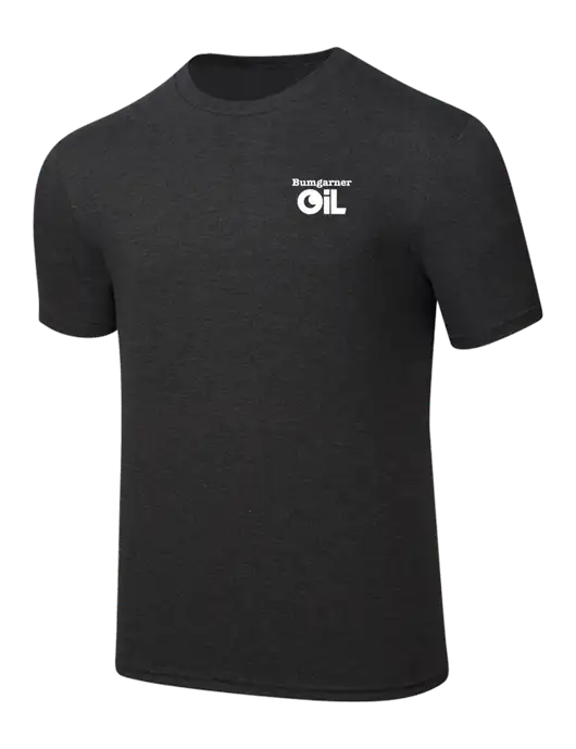 Simply Soft Black Frost 4.5oz  Poly/Combed Ring Spun Cotton T-Shirt w/Bumgarner Oil Logo