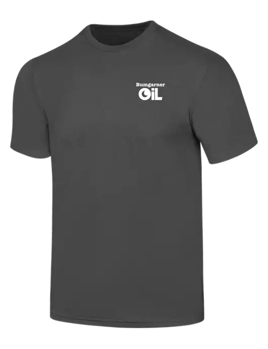 Simply Soft Charcoal 4.5oz  Poly/Combed Ring Spun Cotton T-Shirt w/Bumgarner Oil Logo