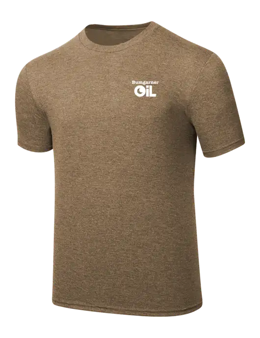 Simply Soft Light Brown Heathered 4.5oz  Poly/Combed Ring Spun Cotton T-Shirt w/Bumgarner Oil Logo