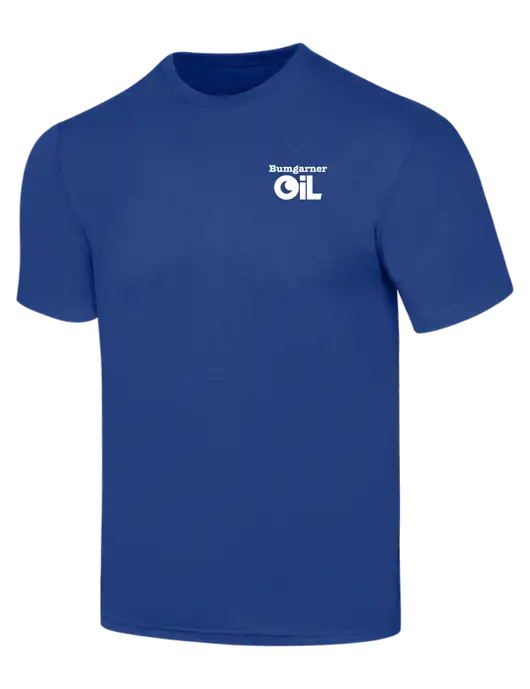 Simply Soft Dark Royal 4.5oz  Poly/Combed Ring Spun Cotton T-Shirt w/Bumgarner Oil Logo
