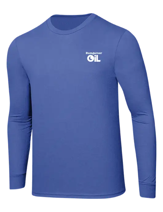 Simply Soft Long Sleeve Royal Frost 4.5 oz, Poly/Combed Ring Spun Cotton T-Shirt w/Bumgarner Oil Logo