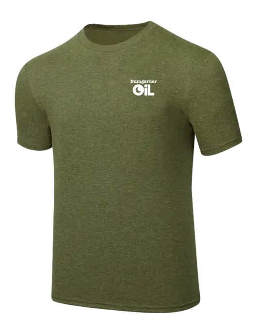 Simply Soft Military Green Frost 4.5oz Poly/Combed Ring Spun Cotton T-Shirt w/Bumgarner Oil Logo