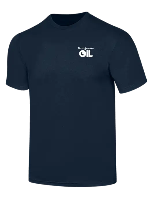 Simply Soft Navy 4.5oz  Poly/Combed Ring Spun Cotton T-Shirt w/Bumgarner Oil Logo