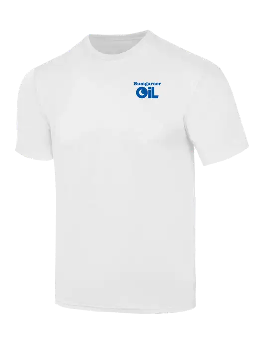 Simply Soft White 4.5oz  Poly/Combed Ring Spun Cotton T-Shirt w/Bumgarner Oil Logo