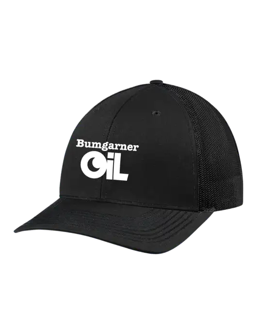 Richardson Adjustable Snapback Original 112 Trucker Cap Black w/Black Mesh w/Bumgarner Oil Logo