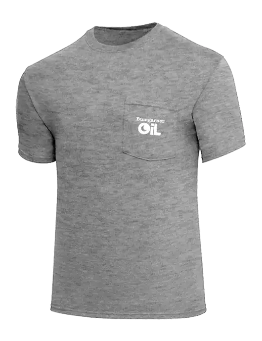 Core Blend Medium Grey Heather Pocket T-Shirt w/Bumgarner Oil Logo