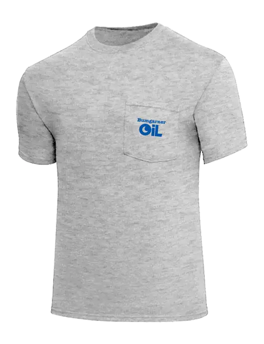 Core Blend Light Grey Heather Pocket T-Shirt w/Bumgarner Oil Logo