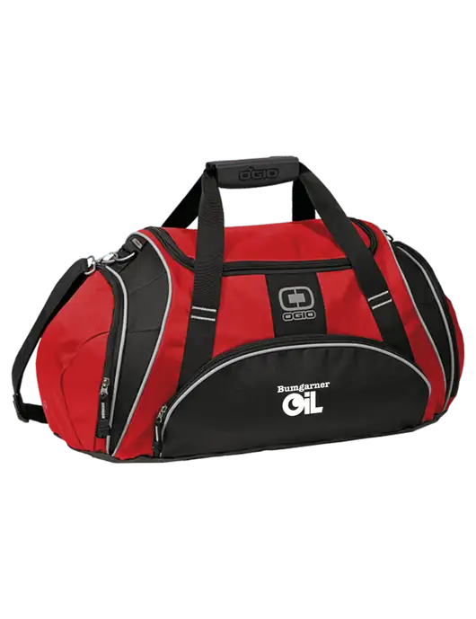 OGIO Red Crunch Duffel
 w/Bumgarner Oil Logo