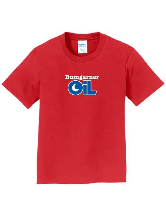 Youth Ring Spun Bright Red 4.5 oz T-Shirt w/Bumgarner Oil Logo