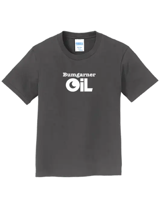 Youth Ring Spun Charcoal 4.5 oz T-Shirt w/Bumgarner Oil Logo