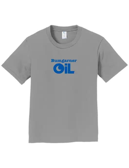 Youth Ring Spun Medium Grey 4.5 oz T-Shirt w/Bumgarner Oil Logo