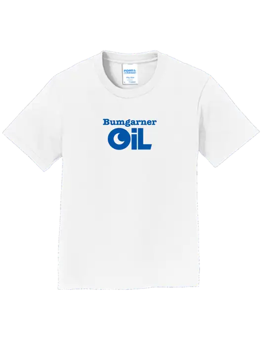 Youth Ring Spun White 4.5 oz T-Shirt w/Bumgarner Oil Logo