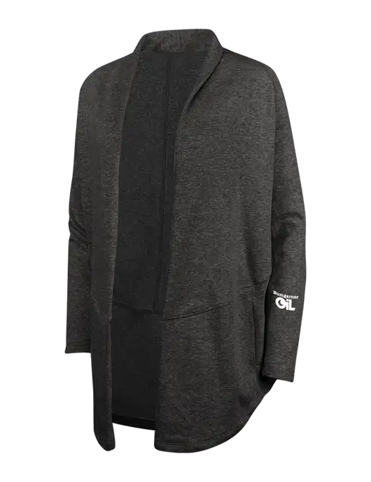 Charcoal Heather/ Medium Heather Grey Womens Interlock Cardigan w/Bumgarner Oil Logo