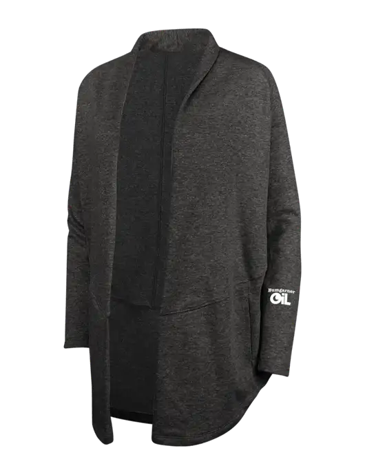 Charcoal Heather/ Medium Heather Grey Womens Interlock Cardigan w/Bumgarner Oil Logo