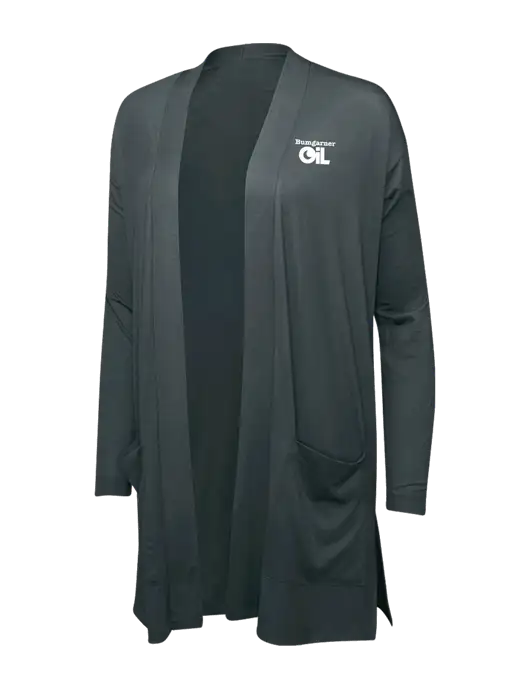 Smoke Grey Womens Concept Long Pocket Cardigan w/Bumgarner Oil Logo