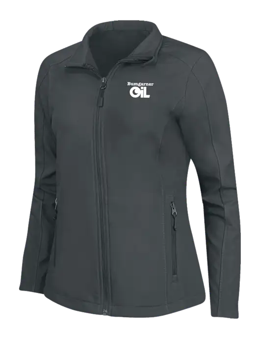 Charcoal Grey Womens Core Soft Shell Jacket w/Bumgarner Oil Logo