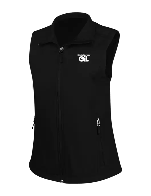 Black Womens Core Soft Shell Vest w/Bumgarner Oil Logo