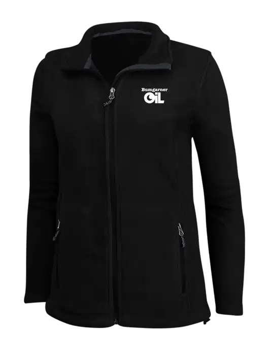 Womens Black Fleece Jacket w/Bumgarner Oil Logo