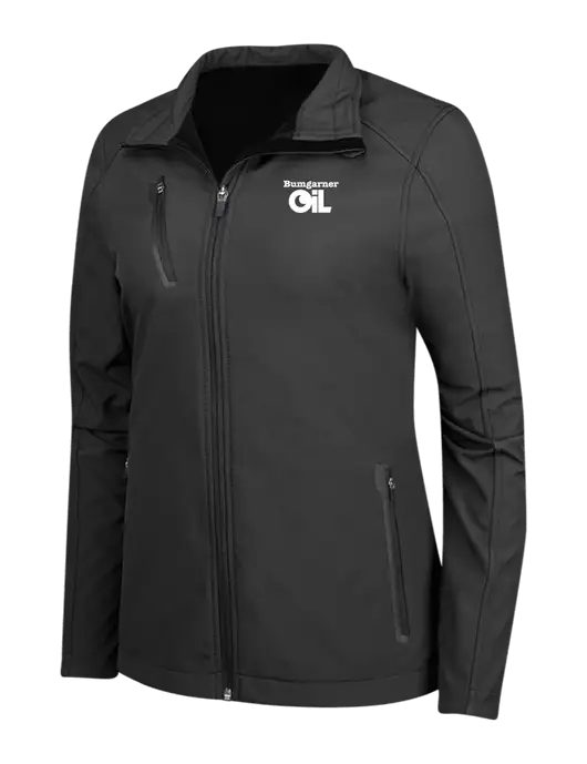 Black Womens Welded Softshell Jacket w/Bumgarner Oil Logo