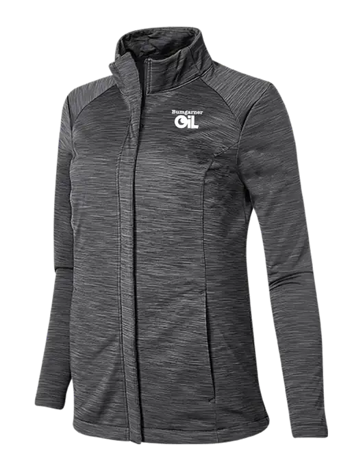 Dark Grey Heather Womens Stream Soft Shell Jacket w/Bumgarner Oil Logo