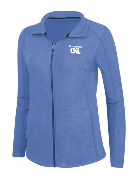 Light Royal Heather Womens Microfleece Full-Zip Jacket w/Bumgarner Oil Logo