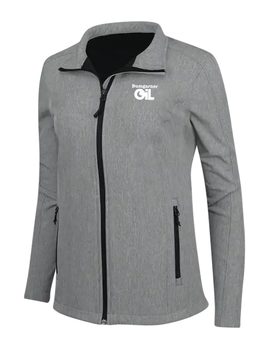 Medium Grey Heather Womens Core Soft Shell Jacket w/Bumgarner Oil Logo