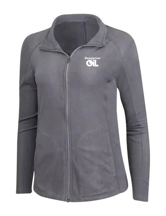 Medium Grey Womens Microfleece Jacket w/Bumgarner Oil Logo