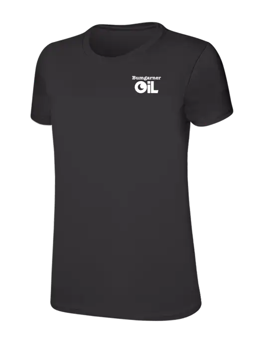Womens Ring Spun Charcoal 4.5 oz T-Shirt w/Bumgarner Oil Logo