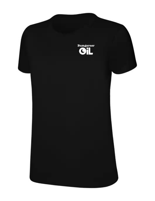 Womens Ring Spun Jet Black 4.5 oz T-Shirt w/Bumgarner Oil Logo