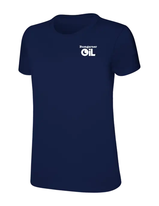 Womens Ring Spun Navy 4.5 oz T-Shirt w/Bumgarner Oil Logo