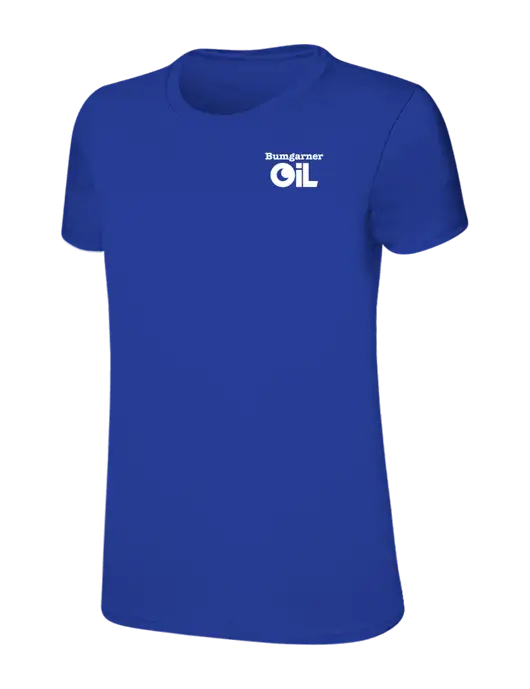 Womens Ring Spun Royal 4.5 oz T-Shirt w/Bumgarner Oil Logo