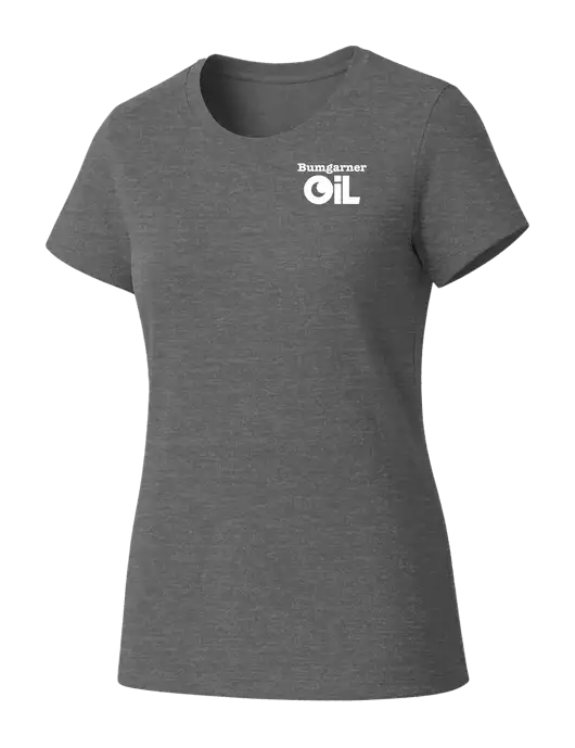 Womens Seriously Soft Grey Frost T-Shirt w/Bumgarner Oil Logo