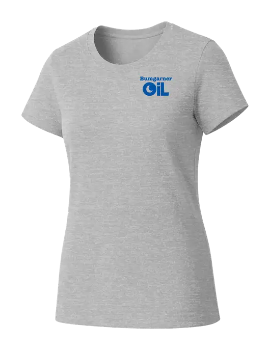 Womens Seriously Soft Light Heathered Grey T-Shirt w/Bumgarner Oil Logo
