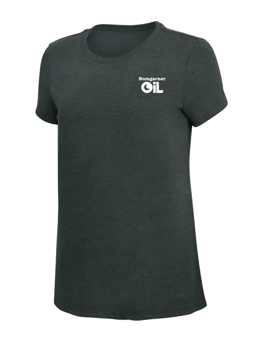 Womens Simply Soft Black Frost 4.5oz Poly/Combed Ring Spun Cotton T-Shirt w/Bumgarner Oil Logo