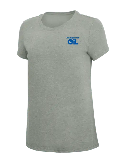Womens Simply Soft Grey Frost 4.5oz  Poly/Combed Ring Spun Cotton T-Shirt w/Bumgarner Oil Logo