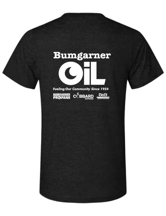 BELLA+CANVAS Black Heather CVC Short Sleeve Tee w/Bumgarner Oil Logo, Bumgarner Oil Logo