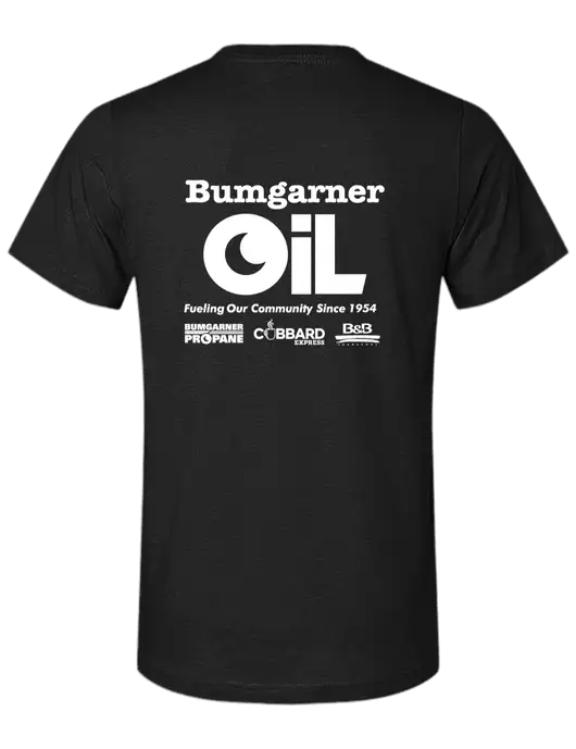 BELLA+CANVAS Black CVC Short Sleeve Tee w/Bumgarner Oil Logo, Bumgarner Oil Logo