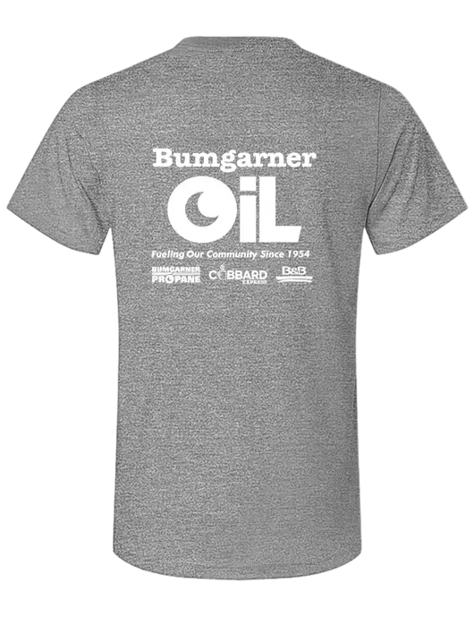 BELLA+CANVAS Heather Grey CVC Short Sleeve Tee w/Bumgarner Oil Logo, Bumgarner Oil Logo