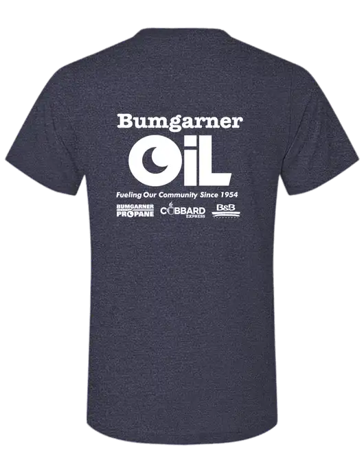 BELLA+CANVAS Heather Navy CVC Short Sleeve Tee w/Bumgarner Oil Logo, Bumgarner Oil Logo