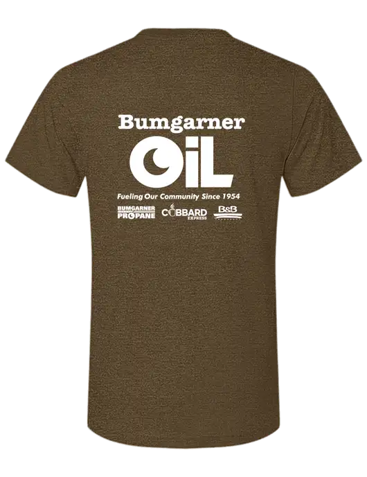 BELLA+CANVAS Heather Olive CVC Short Sleeve Tee w/Bumgarner Oil Logo, Bumgarner Oil Logo
