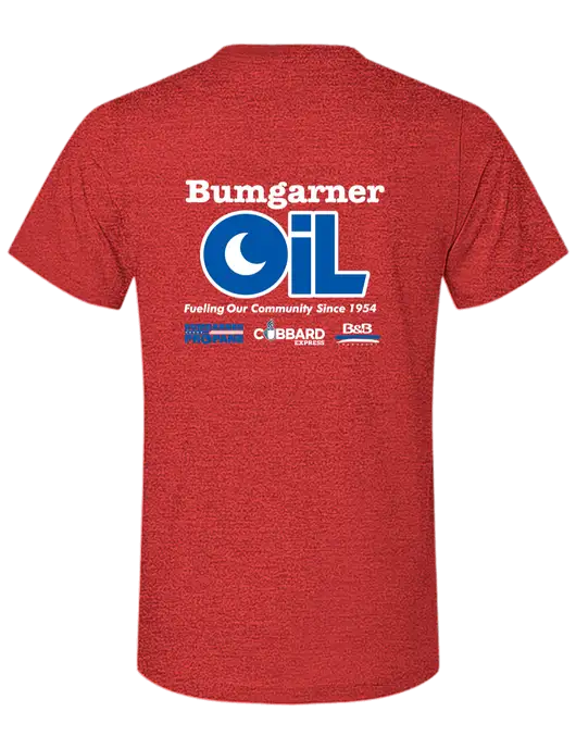 BELLA+CANVAS Heather Red CVC Short Sleeve Tee w/Bumgarner Oil Logo, Bumgarner Oil Logo