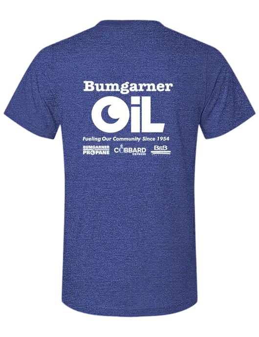 BELLA+CANVAS Heather Royal CVC Short Sleeve Tee w/Bumgarner Oil Logo, Bumgarner Oil Logo