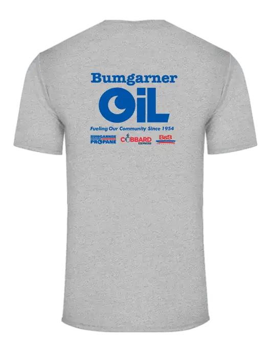 Core Blend Light Grey Heather T-Shirt w/Bumgarner Oil Logo, Bumgarner Oil Logo